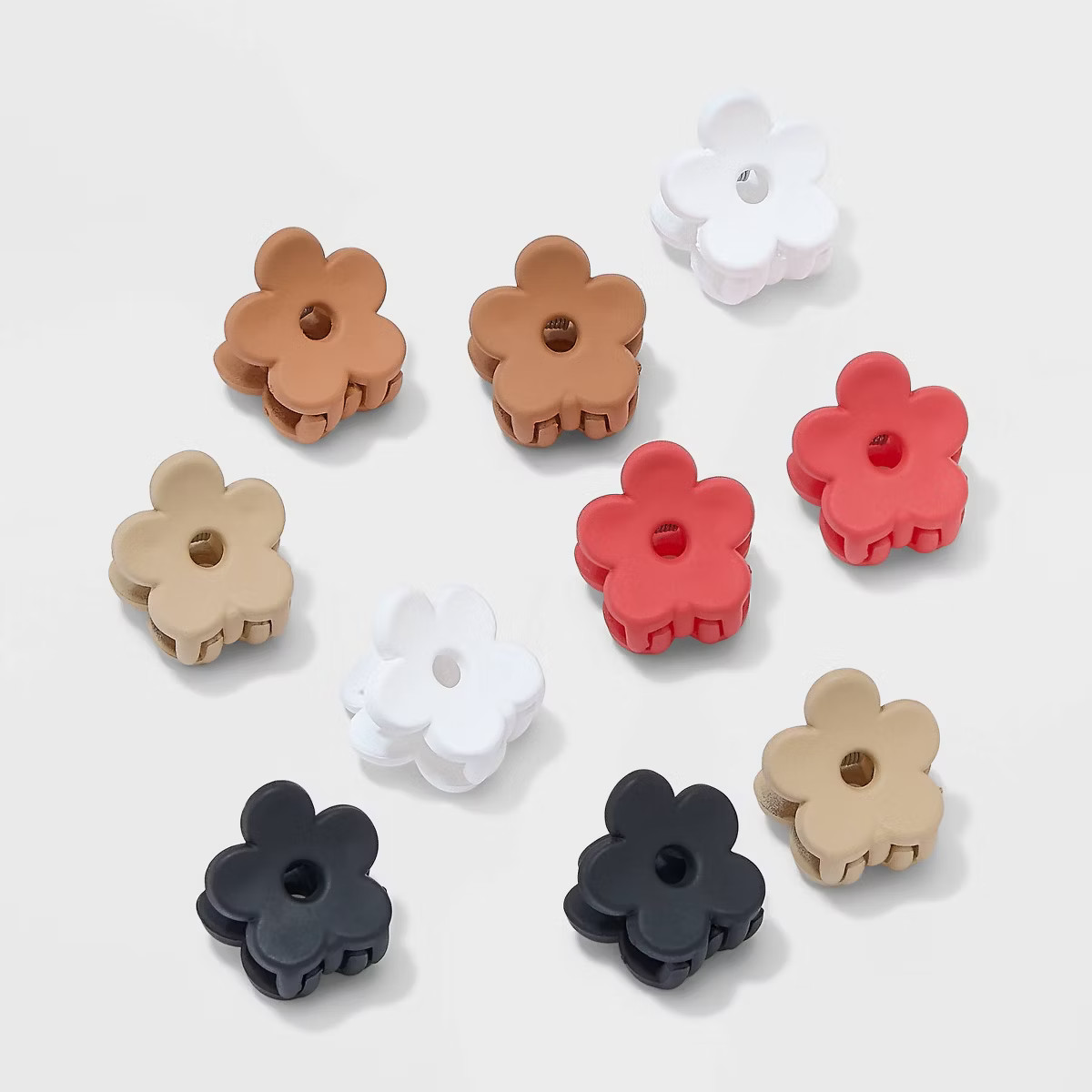 Frosted Flower Mini Claw Hair Clip Set 10pc - Wild Fable™ Pink/Brown/Black: Floral Hair Accesso... | Target