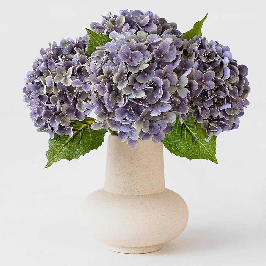 4 Pcs 20'' Gray Purple Real Touch Hydrangea Artificial Flowers Vintage Lifelike Latex Hydrangeas ... | Amazon (US)