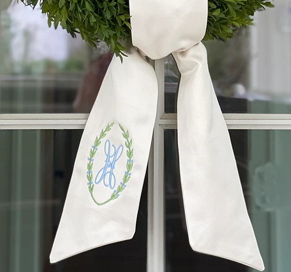 Monogrammed Laurel Wreath Sash | Fig and Dove