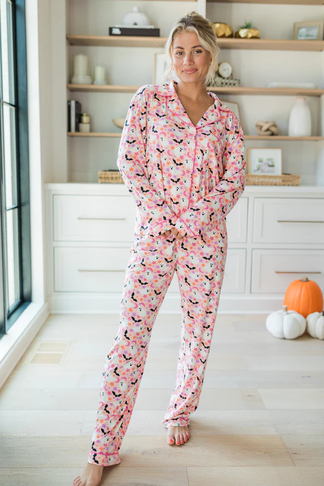 Under The Stars In Haunted Honey Bamboo Pajama Top | Pink Lily