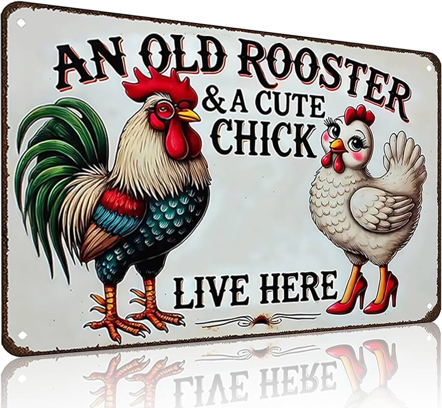 Funny Gifts for Women Chicken Lovers Farm Enthusiasts An Old Rooster And A Cute Chick Live Here C... | Amazon (US)