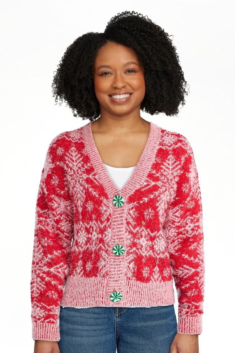 No Boundaries Embroidered Christmas Cardigan, Women's & Women's Plus - Walmart.com | Walmart (US)