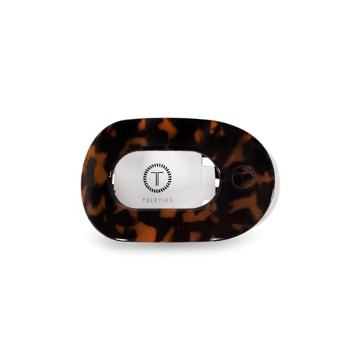 TELETIES - Medium Flat Round Clip - Strong Grip, Bendable Teeth, Comfortable Curved Design - For Lying Down, Yoga, Driving & More - Ideal for Medium-Thick Hair - For All Hair Textures - Tortoise | Amazon (US)