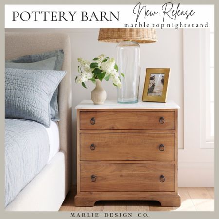 Pottery Barn Nightstand | pottery barn dresser | vintage look | marble top nightstand | bedroom furniture | home decor | new release | bedroom decor 

#LTKhome