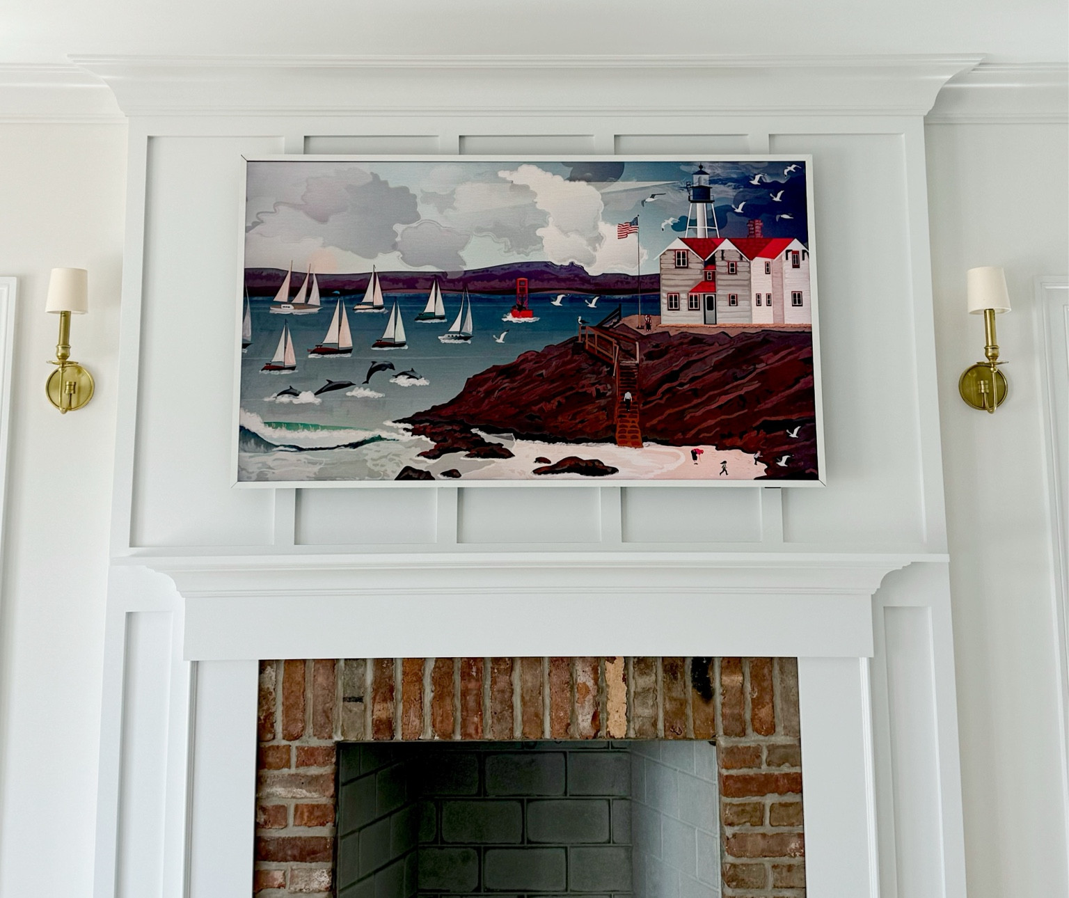 Still the best Amazon Prime Deal I’ve made to date 🖼️ 📺 Ours is the 65” with the slim white bevel frame but we’re swapping out with the gold one I linked (also on sale.) Comes with a flush wall mount but included the slim tilt one (on sale!) we installed / compatible with the tv ☑️ 

#LTKHome #LTKSaleAlert