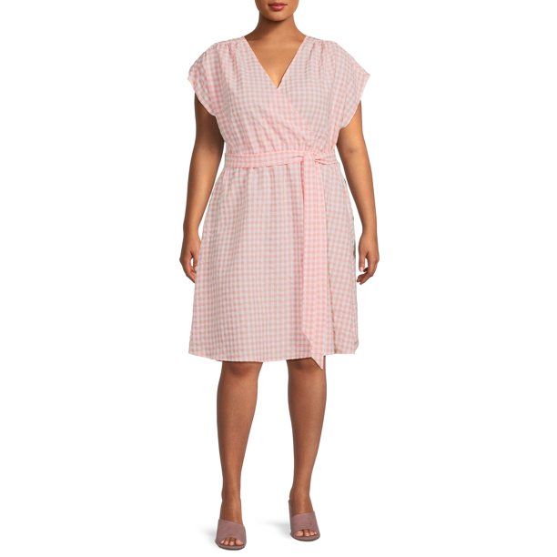 Gray by Grayson Social Women's Plus Size Gingham Wrap Dress | Walmart (US)