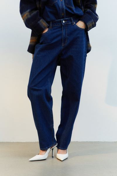 Tapered Regular Jeans - Dark denim blue - Ladies | H&M US | H&M (US + CA)
