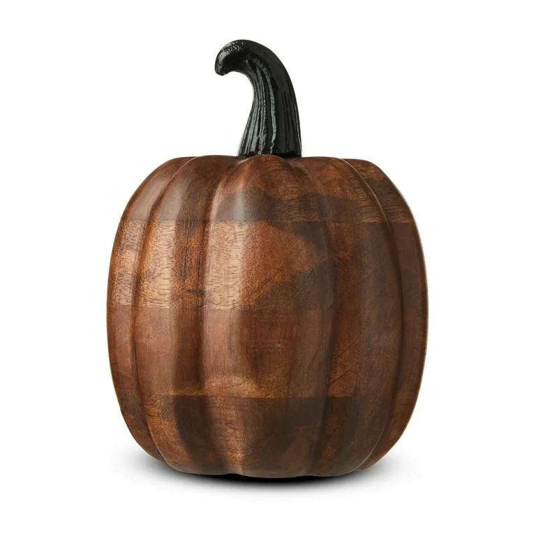 Mango Wood Pumpkin Tabletop Decoration, 8", Fall by Way To Celebrate - Walmart.com | Walmart (US)