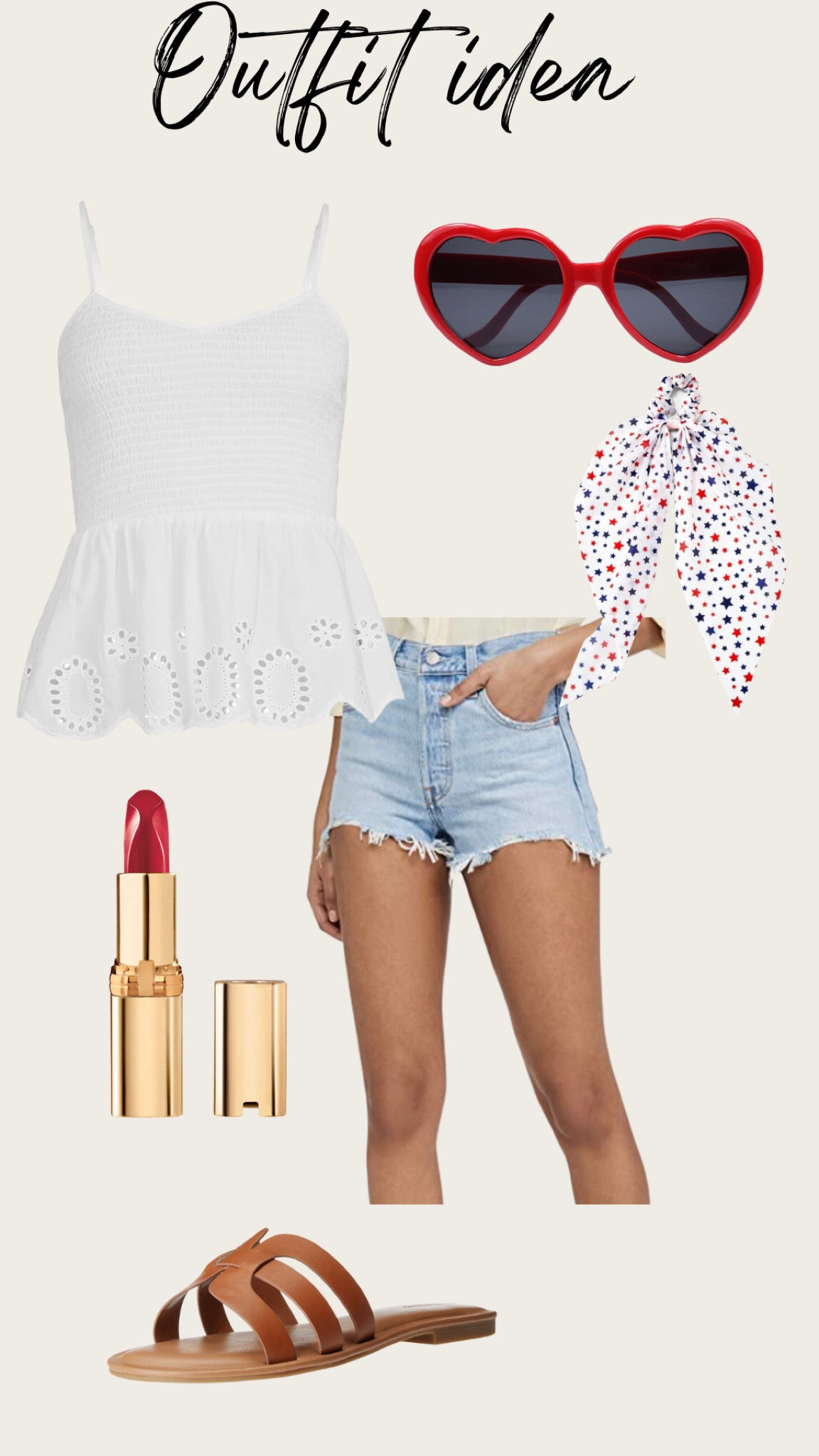 This outfit would work for the 4th and beyond by swapping out the accessories. The eyelet top is only $12

#LTKstyletip #LTKunder50 #LTKSeasonal