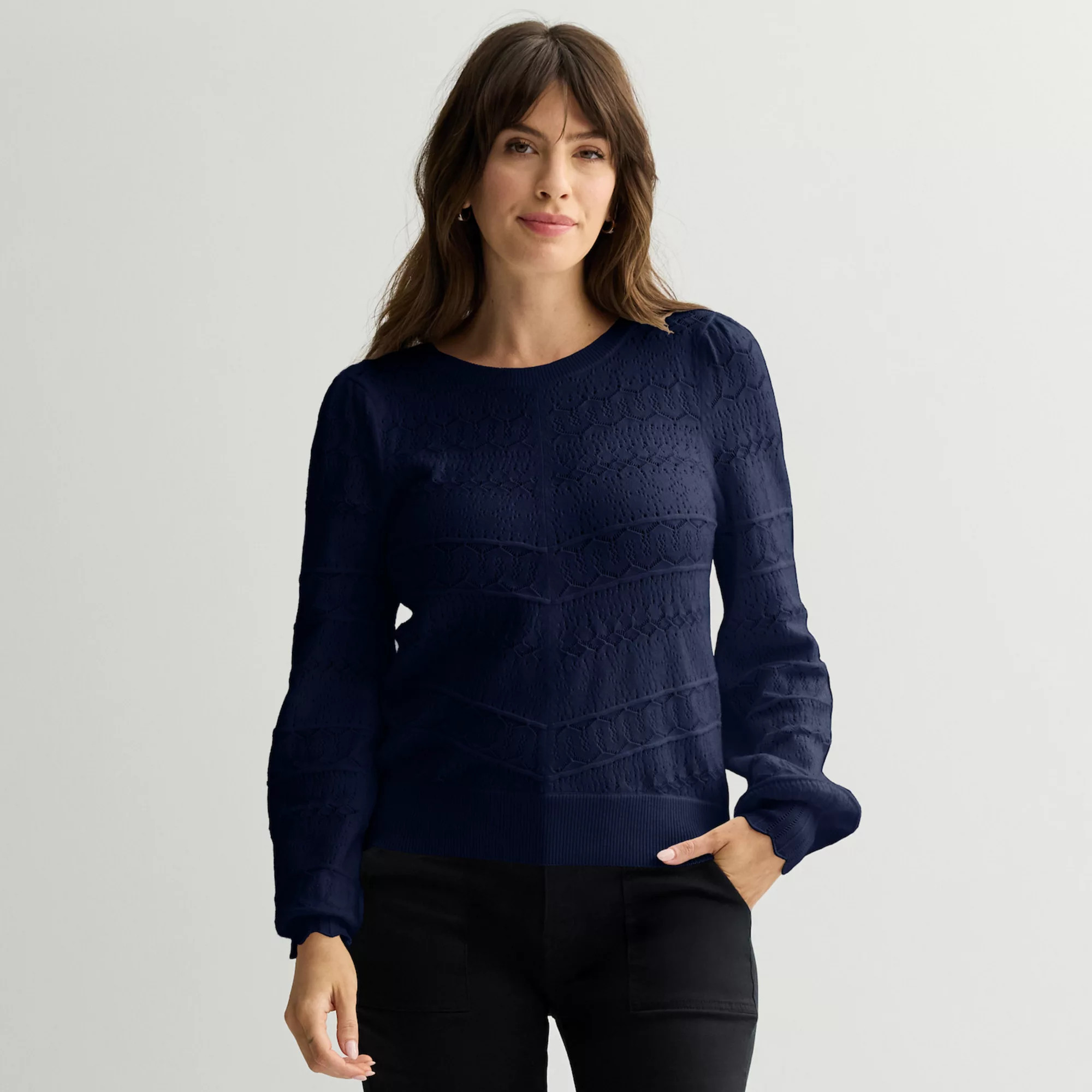 Women's Draper James Long Sleeve Pointelle Sweater | Kohl's