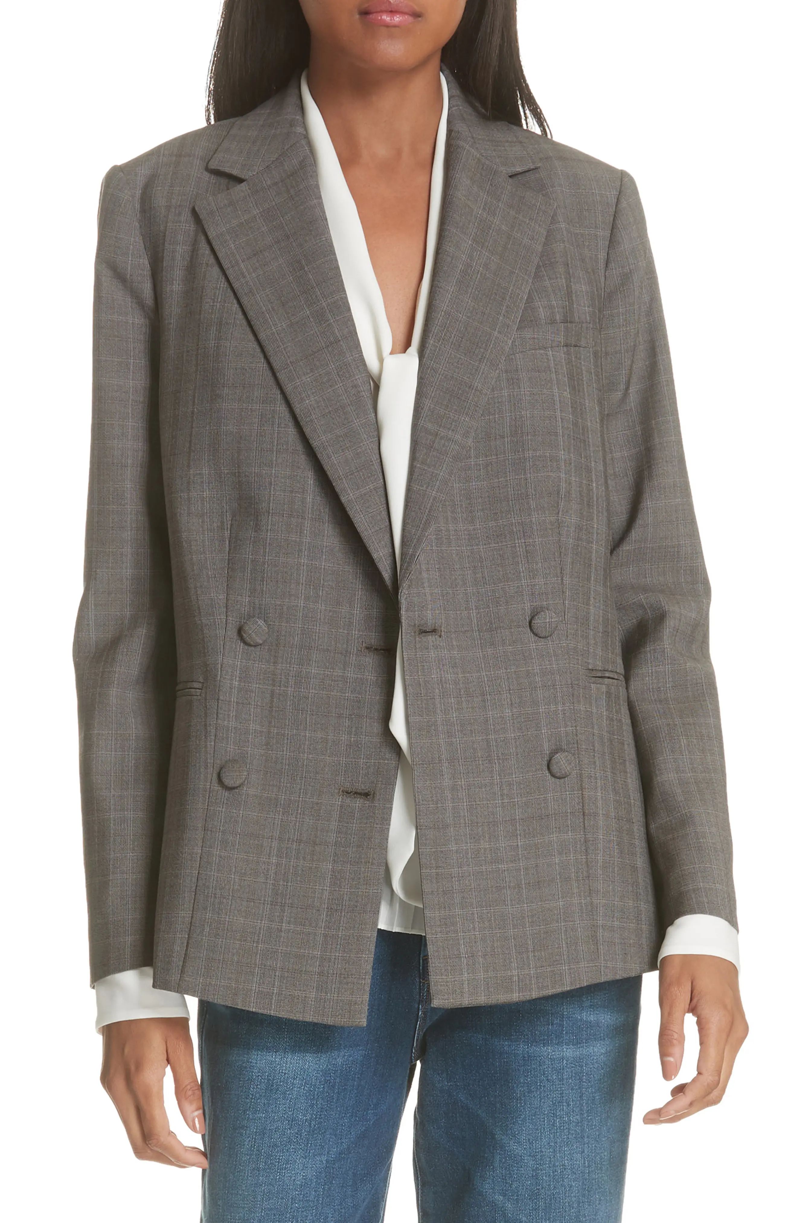 FRAME Plaid Double Breasted Wool Blazer at Nordstrom Rack | Nordstrom Rack