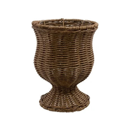 TOPRenddon 8 Inch Brown Goblet Urn Shape Woven Planter - With Transparent Liner for Indoor Outdoor Home Decor Flower Pot | Walmart (US)
