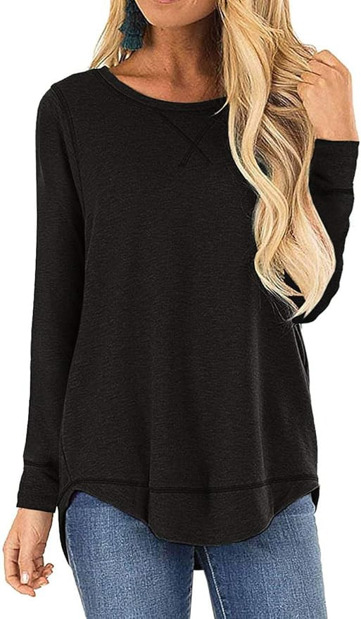 JomeDesign Tops for Women Long Sleeve Side Split Casual Loose Tunic Top S-XXL | Amazon (US)