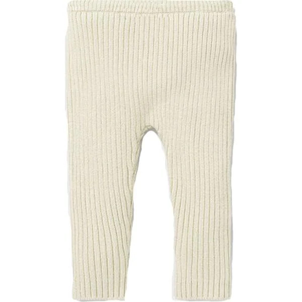 Fine Ribbed Knit Slim Fit Pants, White | Maisonette