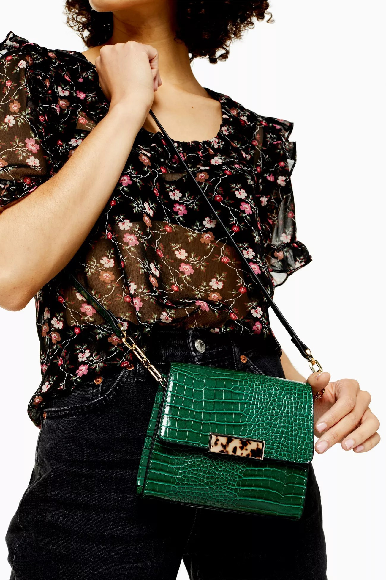 SKYE Green Crocodile Mini Cross Body Bag | Topshop US
