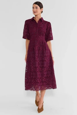 Plum Eyelet Overlay Maxi Dress | Avara