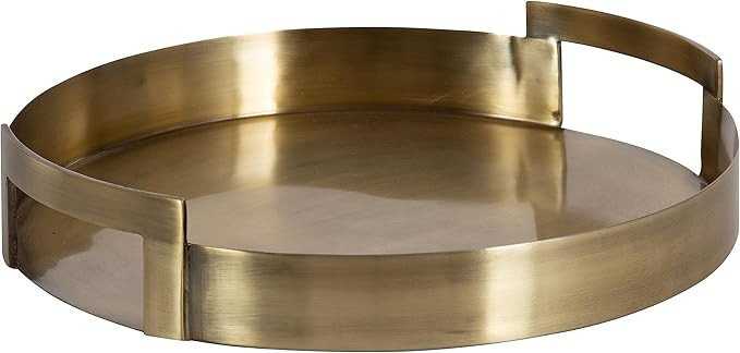 Kate and Laurel Myo Transitional Metal Round Tray; 15 x 15; Brass; Modern Glam Circular Decorativ... | Amazon (US)