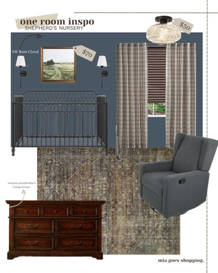 My inspiration for Shepherd’s room! A dark, moody nursery with lots of plaid, navy blue, and brown that looks like a room a grandfather would love. Plaid curtains. Blue nursery. Baby boy nursery 

#LTKbaby #LTKfamily #LTKhome