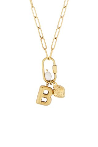 petit moments Carabiner Initial Charm Necklace in Gold from Revolve.com | Revolve Clothing (Global)