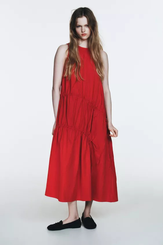 NYLON MIDI DRESS WITH TIES | Zara US