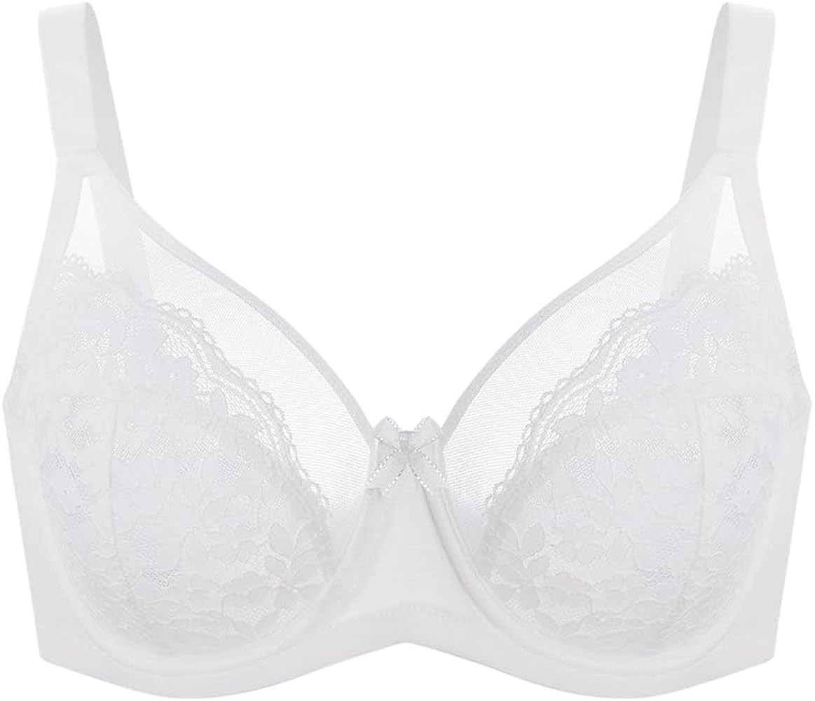 Daisy Minimizer Bra Floral Lace Full Coverage Underwire Plus Size Support Unlined Breathable Bra ... | Amazon (US)