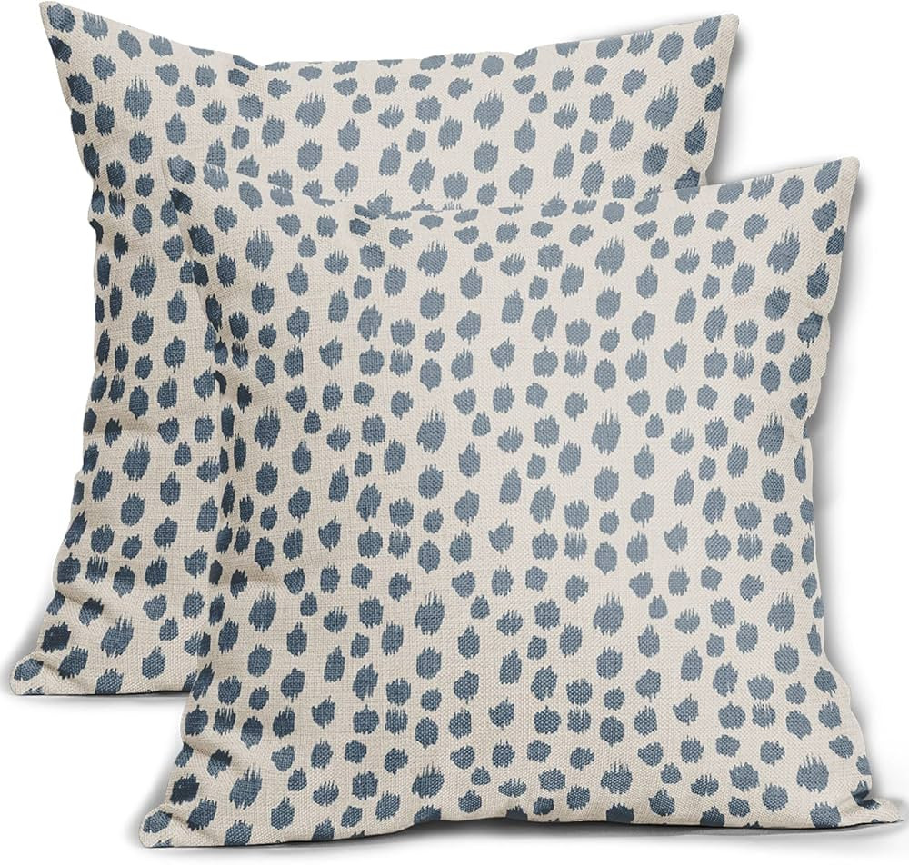 Sweetshow Dusty Blue Cream Pillow Covers 20x20 Set of 2 Boho Design Polka Dot Throw Pillows Moder... | Amazon (US)