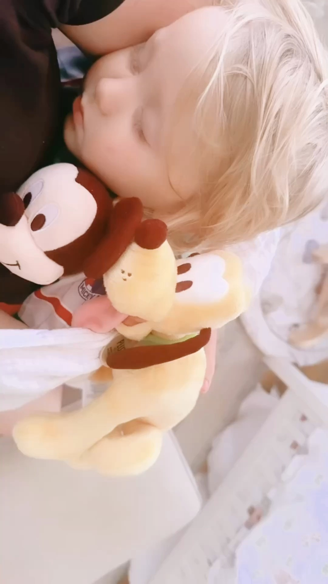 And ofcourse snuggling his Mickey Mouse 🐭 and Pluto 🐾 as I rock him down for nap 💤- be still my heart!!! ❤️