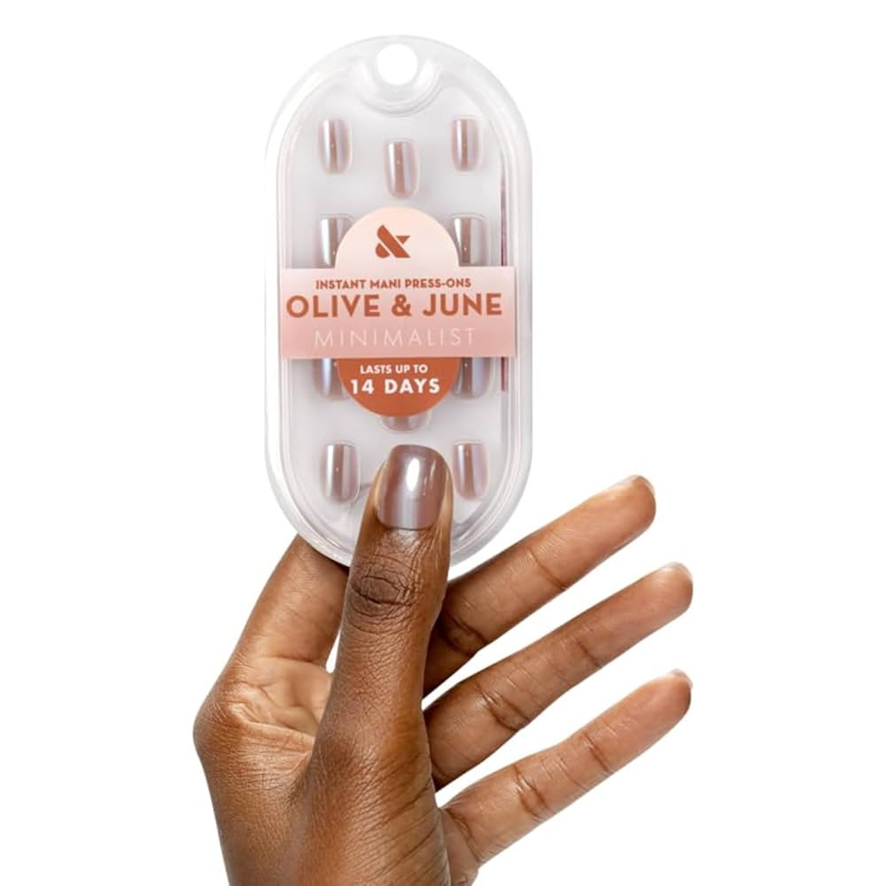 Olive & June Mani Minimalist Instant Press-On Nails | (Glue) Extra Short, Squoval 42 Fake Nails, ... | Amazon (US)