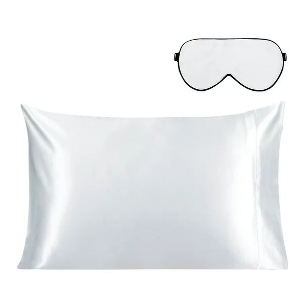 Unique Bargains Pure Mulberry Silk Pillowcase with Eye Mask Grey Standard - Walmart.com | Walmart (US)