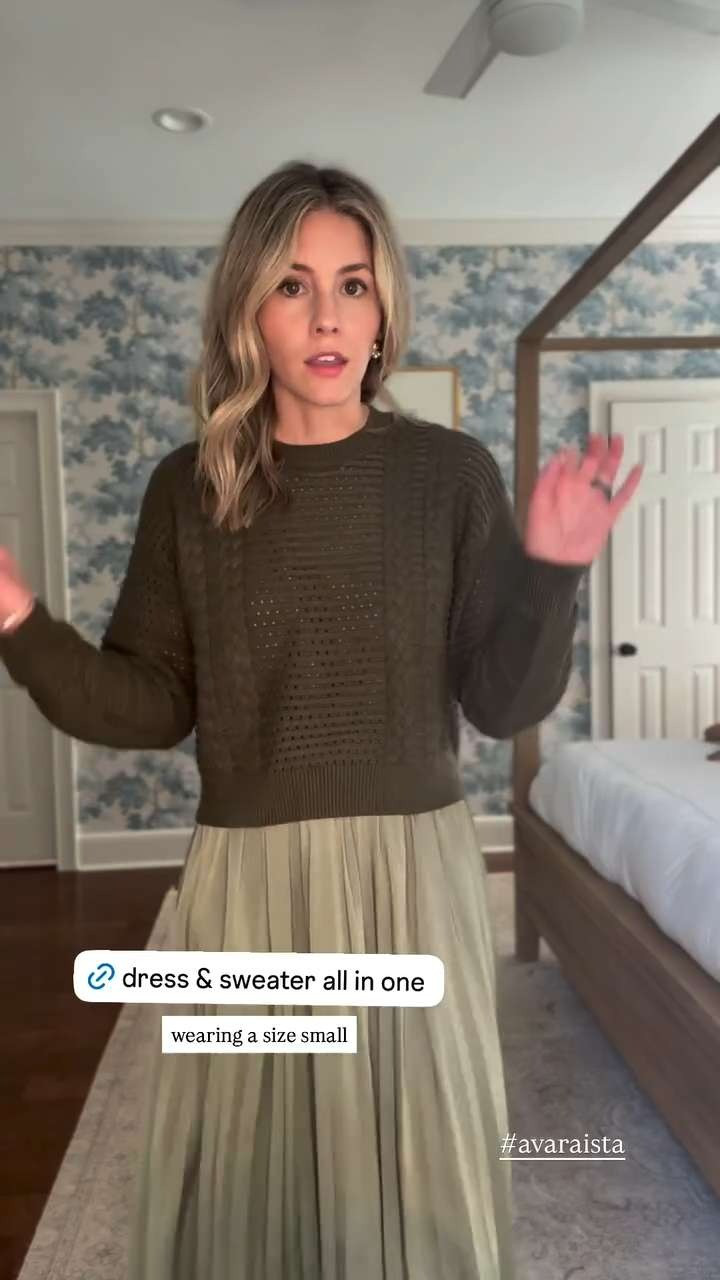 this sweater dress combo from Avara is sooo good for fall & would be perfect for the office! so cozy, comfortable, & chic. the sweater also comes off of the dress, so you can wear each piece separately! love this green color, but also comes in navy. wearing size S!

use code CHARLI15 for 15% off your Avara order! 

 #LTKSeasonal #LTKStyleTip