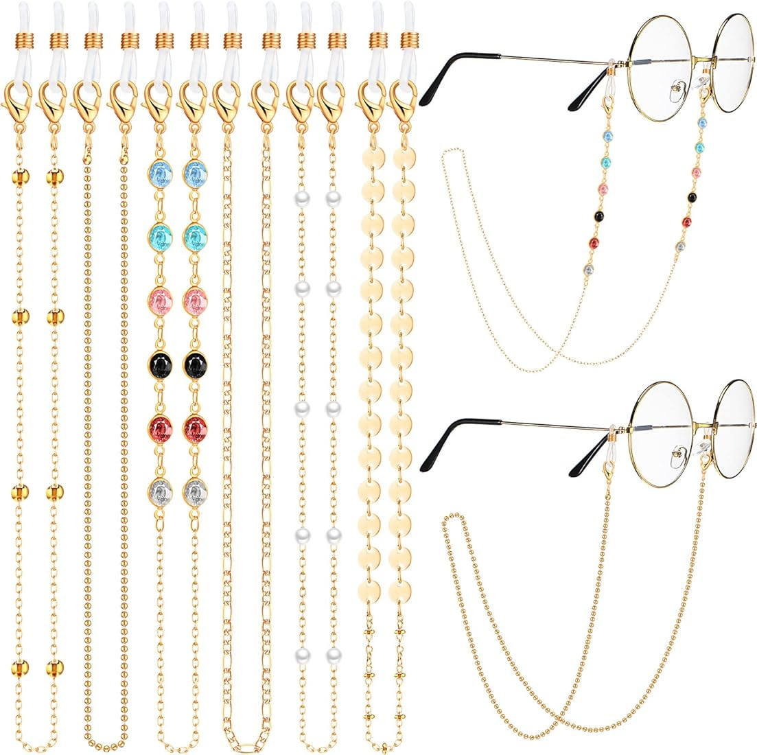 Frienda 6 Pcs Eyeglass Chains Glasses Chain Holder Lanyard for Women Beaded Glasses Strap Around ... | Amazon (US)