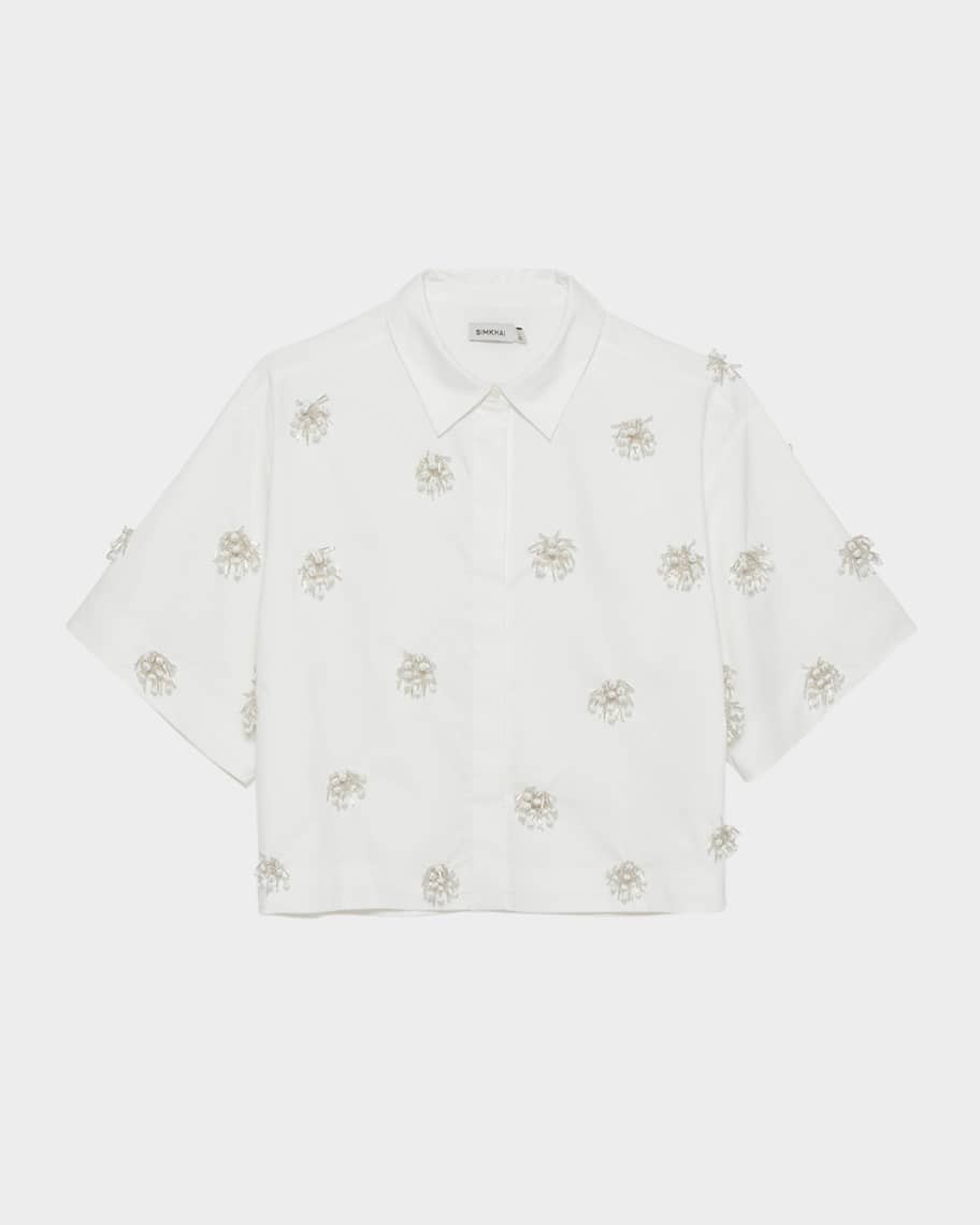 Cosmo Embellished Camp Shirt | Neiman Marcus