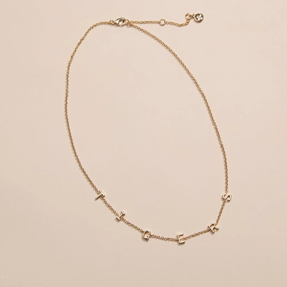 LSU "TIGERS" Initial Necklace | Nickel and Suede
