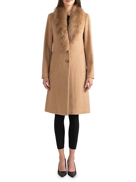 Sofia Cashmere Wool-Blend Shearling Shawl Collar Coat on SALE | Saks OFF 5TH | Saks Fifth Avenue OFF 5TH