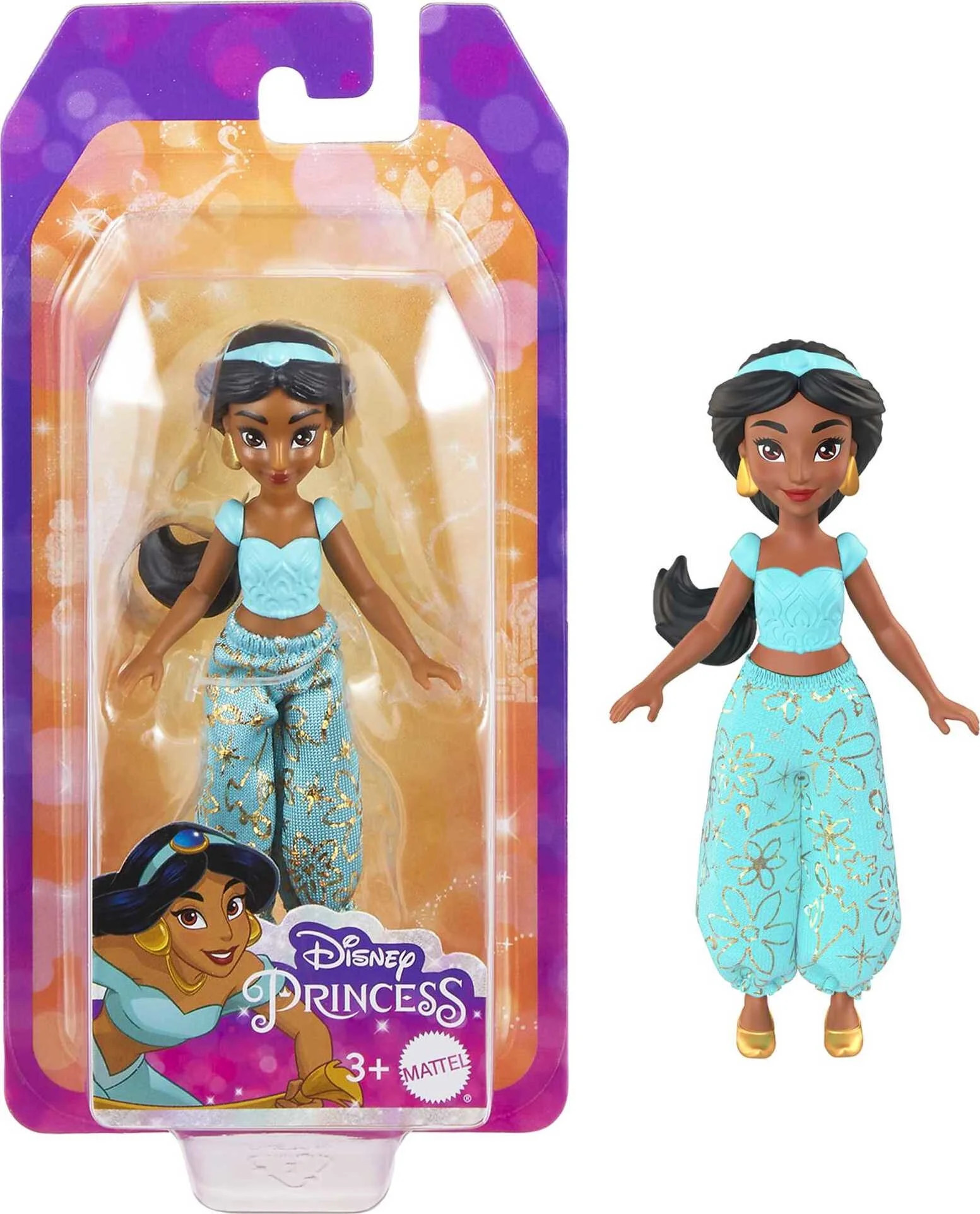 Disney Princess Jasmine Small Doll, Black Hair & Brown Eyes, Signature 2-Piece Look with Pants - ... | Walmart (US)