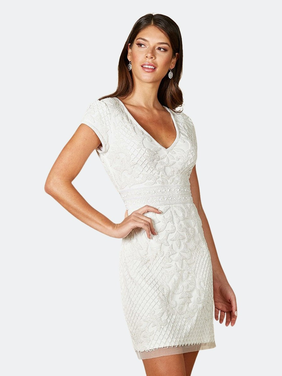 Lara 51051- Beaded Cocktail Dress with Cap Sleeves | Verishop