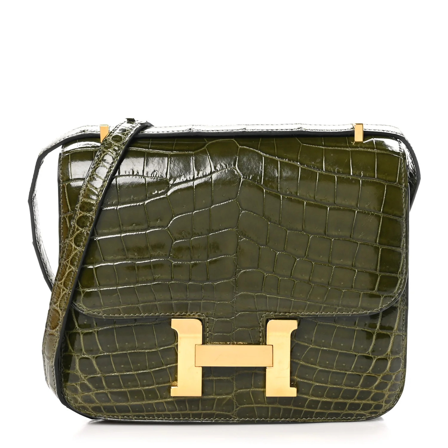 Shiny Niloticus Crocodile Constance 18 Vert Veronese | FASHIONPHILE (US)
