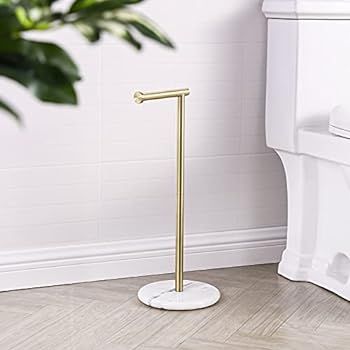 KES Gold Toilet Paper Holder Stand Tissue Roll Holder with Modern Marble Base, SUS304 Stainless Stee | Amazon (US)