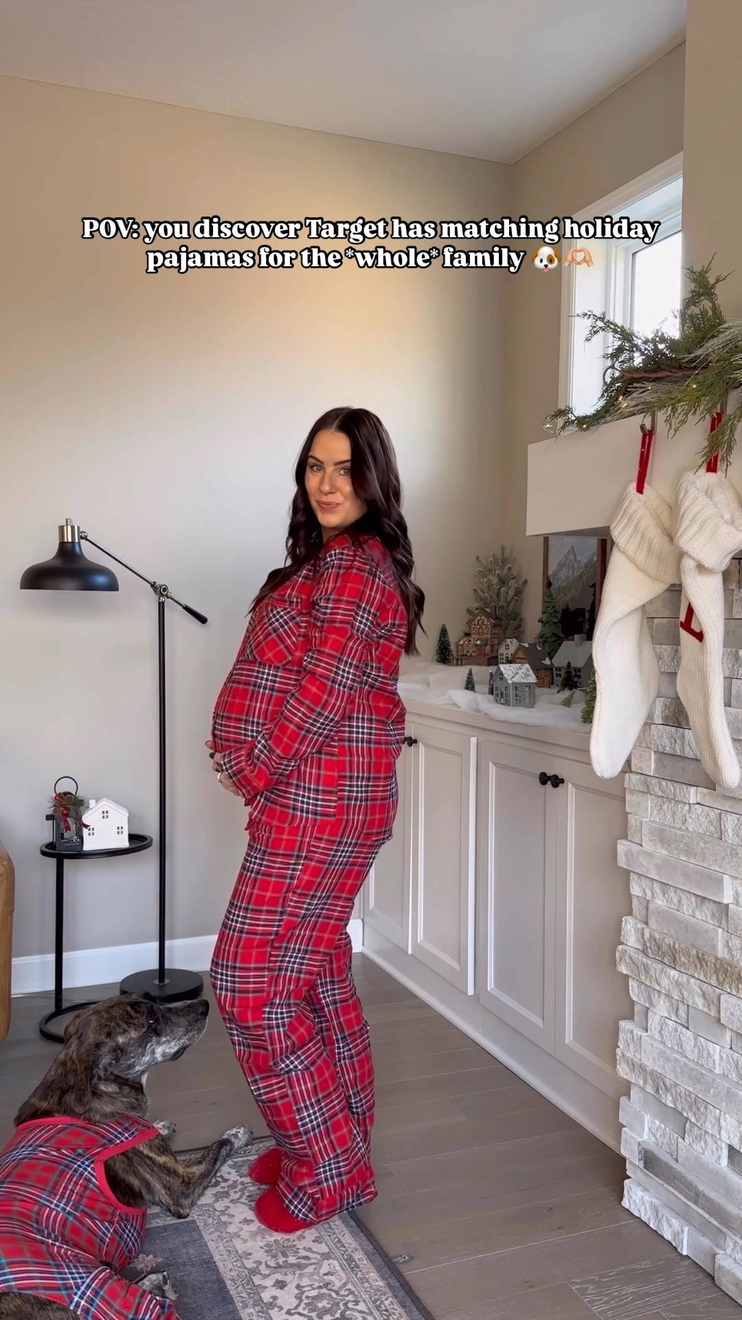 Target matching family pajamas bump friendly & wearing M; olive is 75 lbs & wearing L

#LTKWatchNow #LTKFamily #LTKHoliday