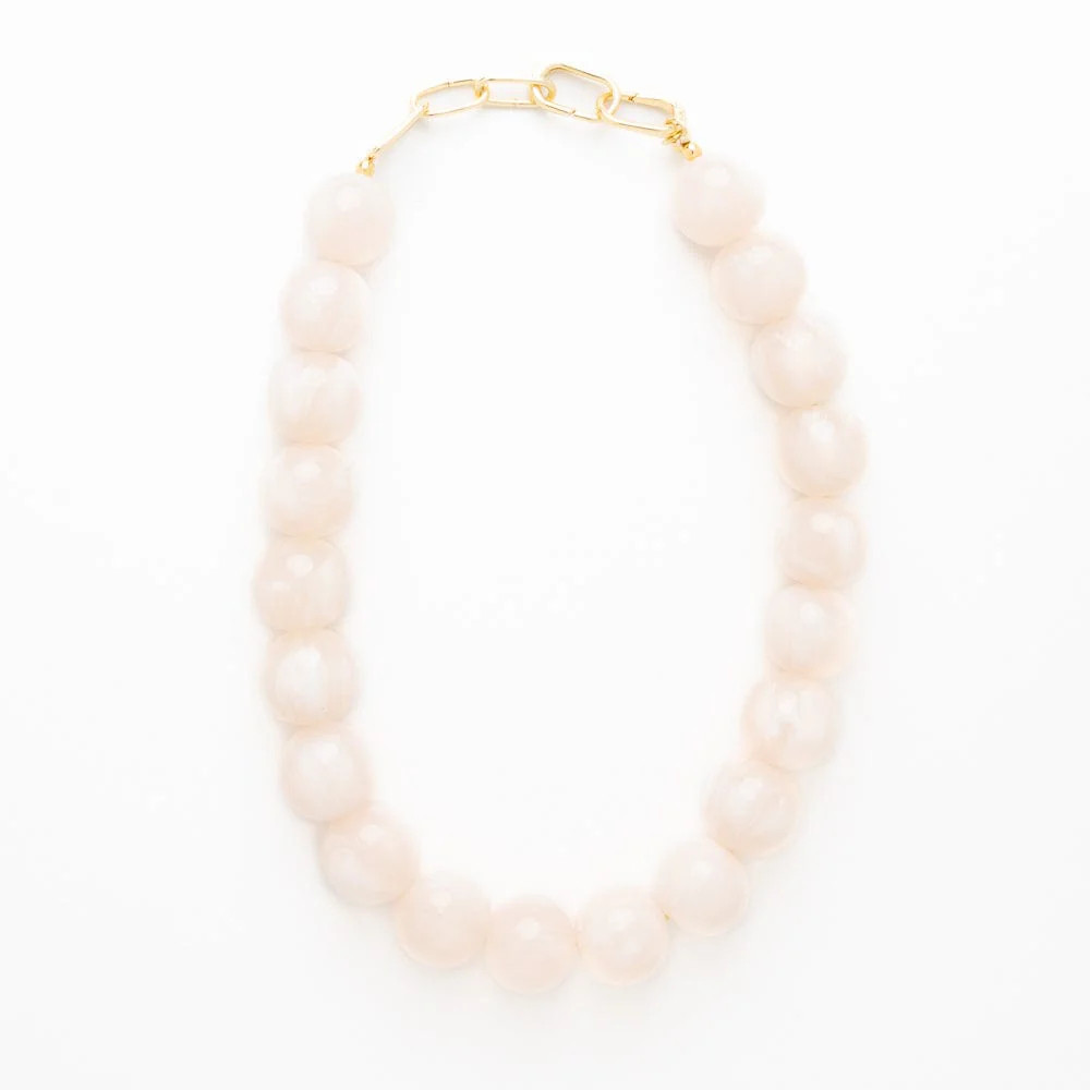 Iris Large Resin Bead Necklace Milky White | INK+ALLOY