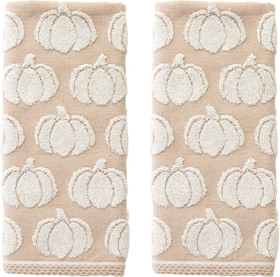 SKL Home Fall/Thanksgiving Pumpkin Hand Towel Set-2pc, Jacquard, Tan | Amazon (US)