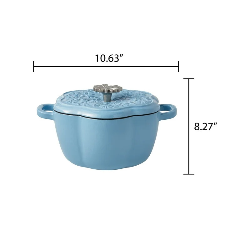 The Pioneer Woman Floral Enamel on Cast Iron 2-Quart Dutch Oven with Lid, Periwinkle | Walmart (US)