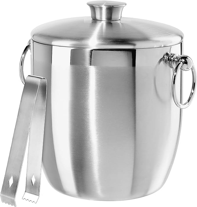 OGGI Double Wall Stainless Steel Ice Bucket - Insulated Ice Bucket with Elegant Steel Lid, Classi... | Amazon (US)