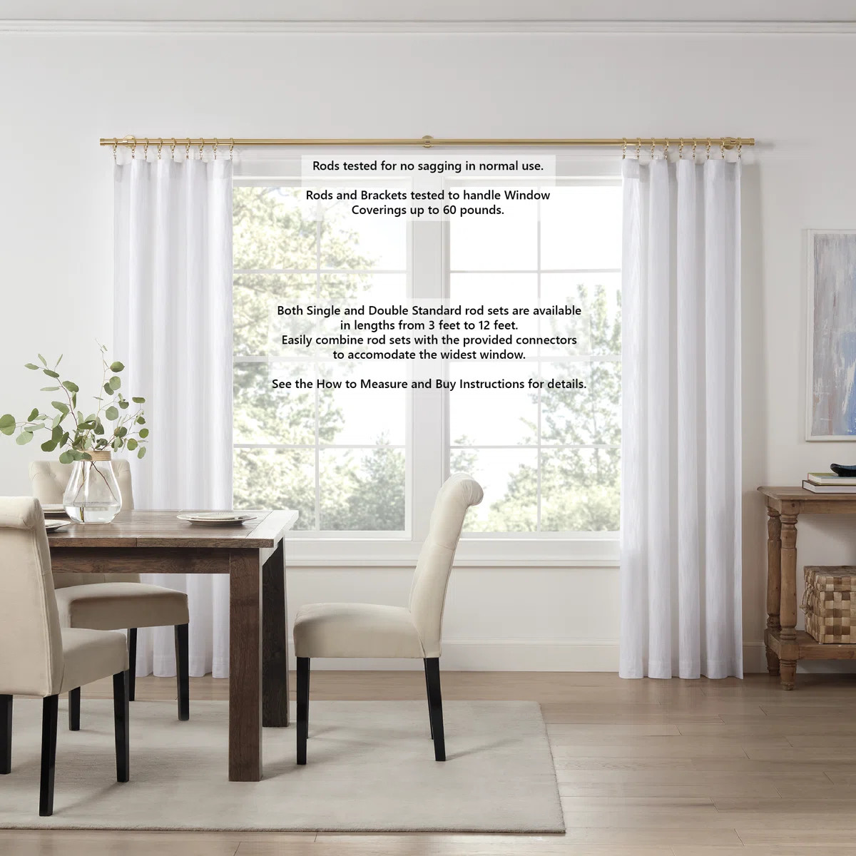 Cambria Designer Series Premium 1-1/8 in Larger Dia. Non-Adjustable Curtain Rod and Designer Brac... | Wayfair North America