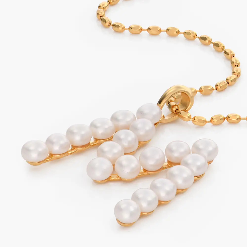 Cultured Pearl Initial Pendant - Gold Plating | Oak & Luna (US)