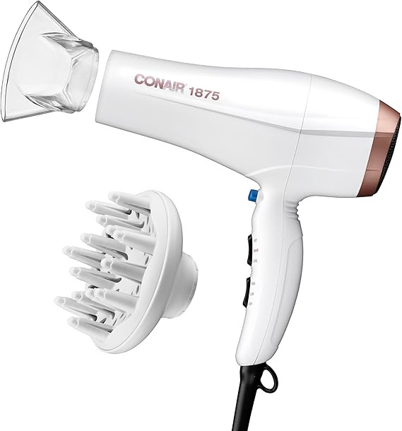 Conair Double Ceramic Hair Dryer, 1875W Blow Dryer with Diffuser and Concentrator, Ionic Conditio... | Amazon (US)