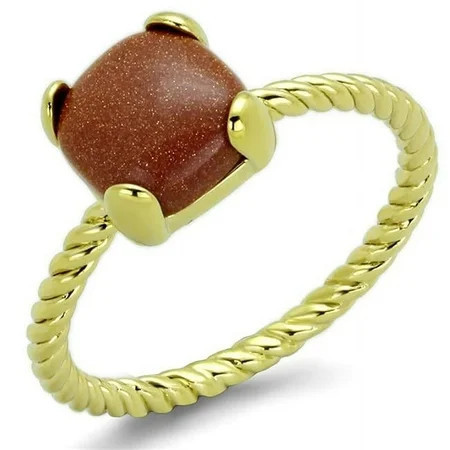 Women Gold Brass Ring with Synthetic in Brown - Size 5 | Walmart (US)