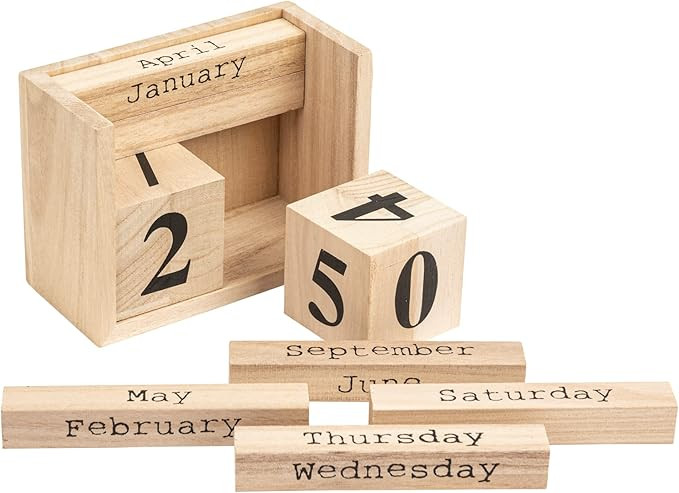 Bloomingville Paulownia Wood Perpetual Calendar, Nature | Amazon (US)
