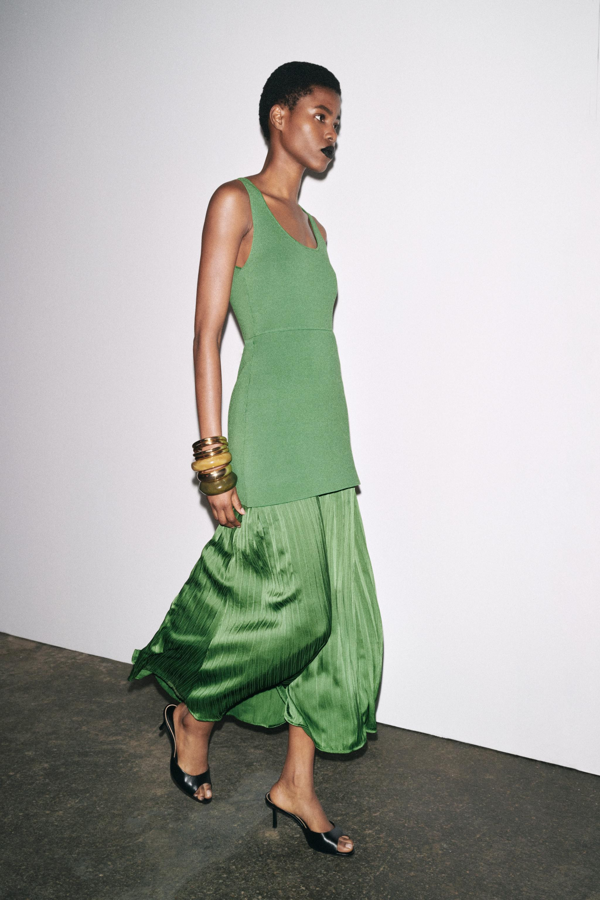 PLEATED KNIT COMBINATION DRESS | Zara UK