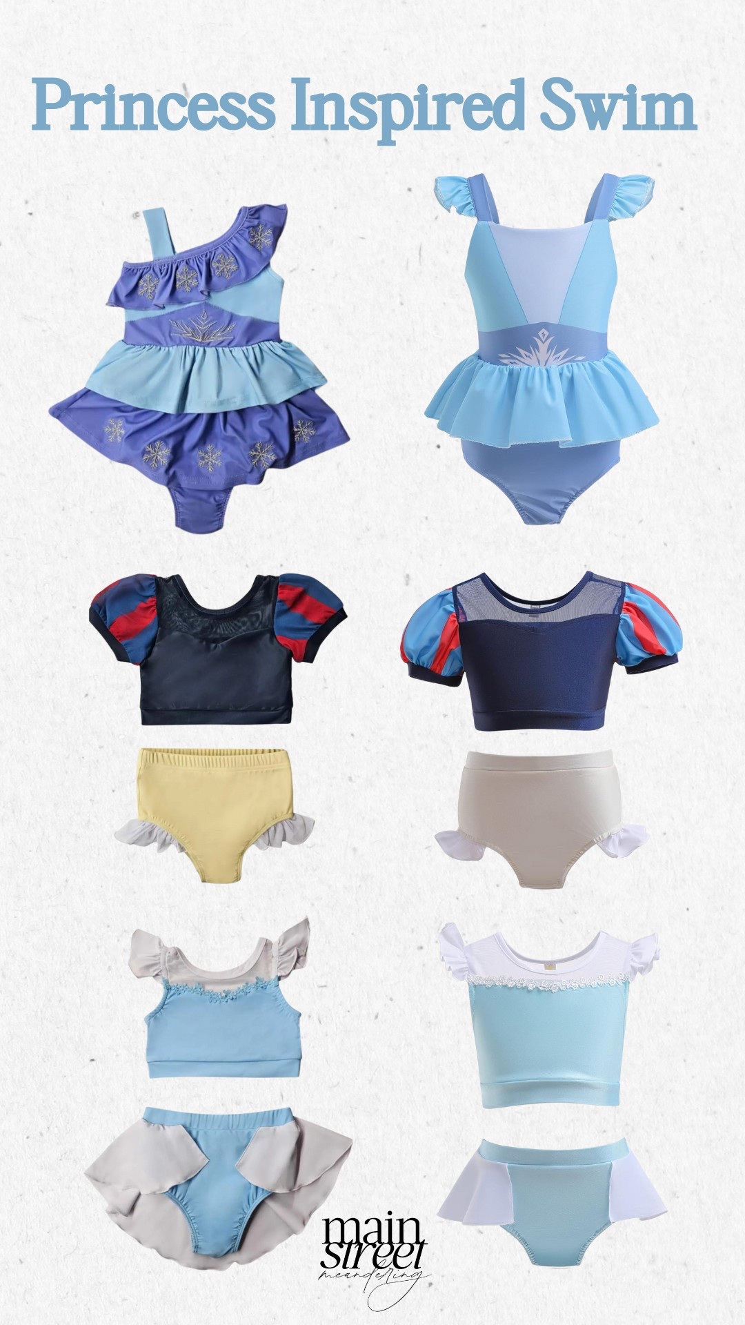 Princess inspired swimwear perfect for a Disney trip or Disney cruise. Elsa at Blizzard Beach, Snow White at Disney World’s Wilderness Lodge or Cinderella aboard the Disney Wish your little princess will be the talk of the town! 

#disneyworld #disneyland #disneycruiseline #disneycruise #princessinspired #swimwear

#LTKKids #LTKFamily #LTKSwim